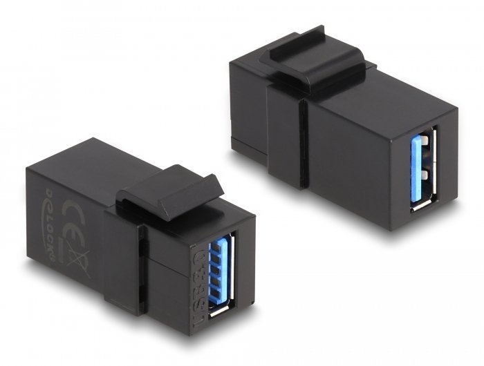 Delock DeLOCK Moduł Keystone, USB 3.0 A, wtyk żeński > USB 3.0 A, wtyk żeński, czarny 1:1 87831