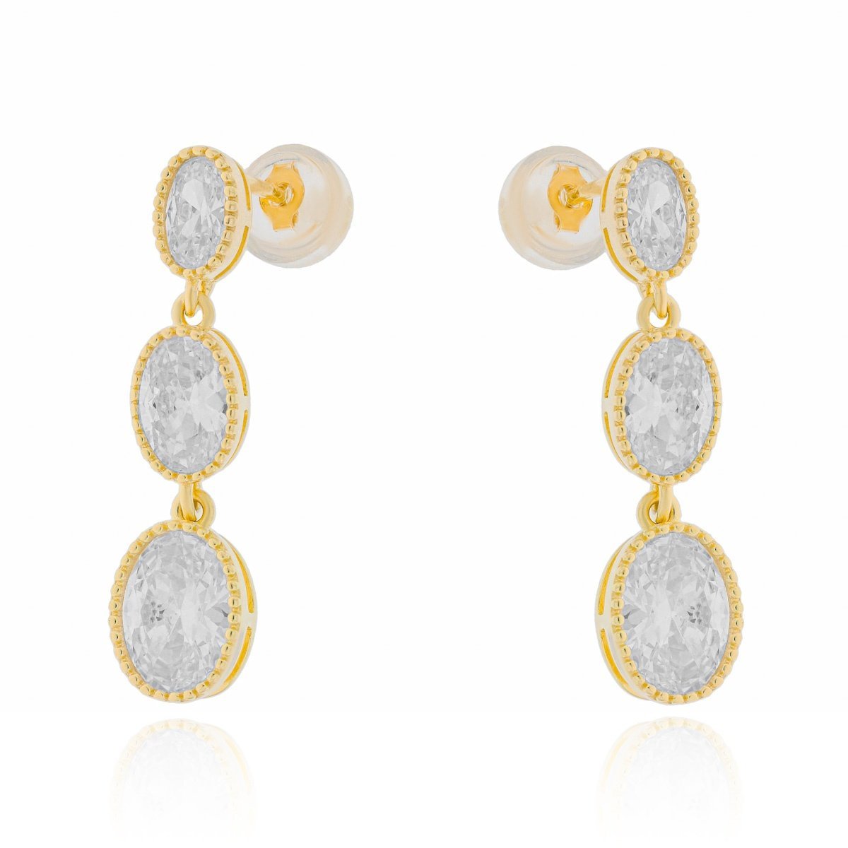 Srebrne pozłacane kolczyki z cyrkoniami sztyfty pr. 925