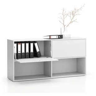 B2B Partner Regał biurowy LAYERS, długi, 2 schowki, 1582 x 400 x 777, biały 611509 - Regały biurowe - miniaturka - grafika 1