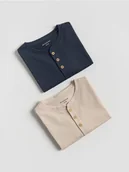 Bluzki dla chłopców - Reserved - Bawełniany longsleeve 2 pack - granatowy - miniaturka - grafika 1