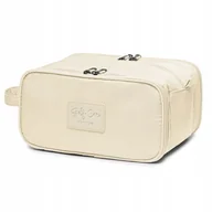 Kosmetyczki, organizery i kuferki - PUCCINI Kosmetyczka Damska Podróżna Trzykomorowa Kuferek Beżowa QML014-6A - miniaturka - grafika 1