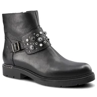 Botki damskie - Czarne Botki Carinii Damskie Wygodne Buty Skórzane - miniaturka - grafika 1