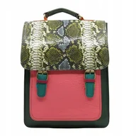 Torebki damskie - Plecak skórzany damski torebka 2w1 elegancki pojemny mieści A4 OLIVKA - miniaturka - grafika 1