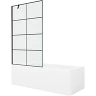 Wanny - Mexen Cubik wanna prostokątna 170 x 70 cm z obudową i parawanem 1-skrzydłowym 100 cm, czarny wzór - miniaturka - grafika 1