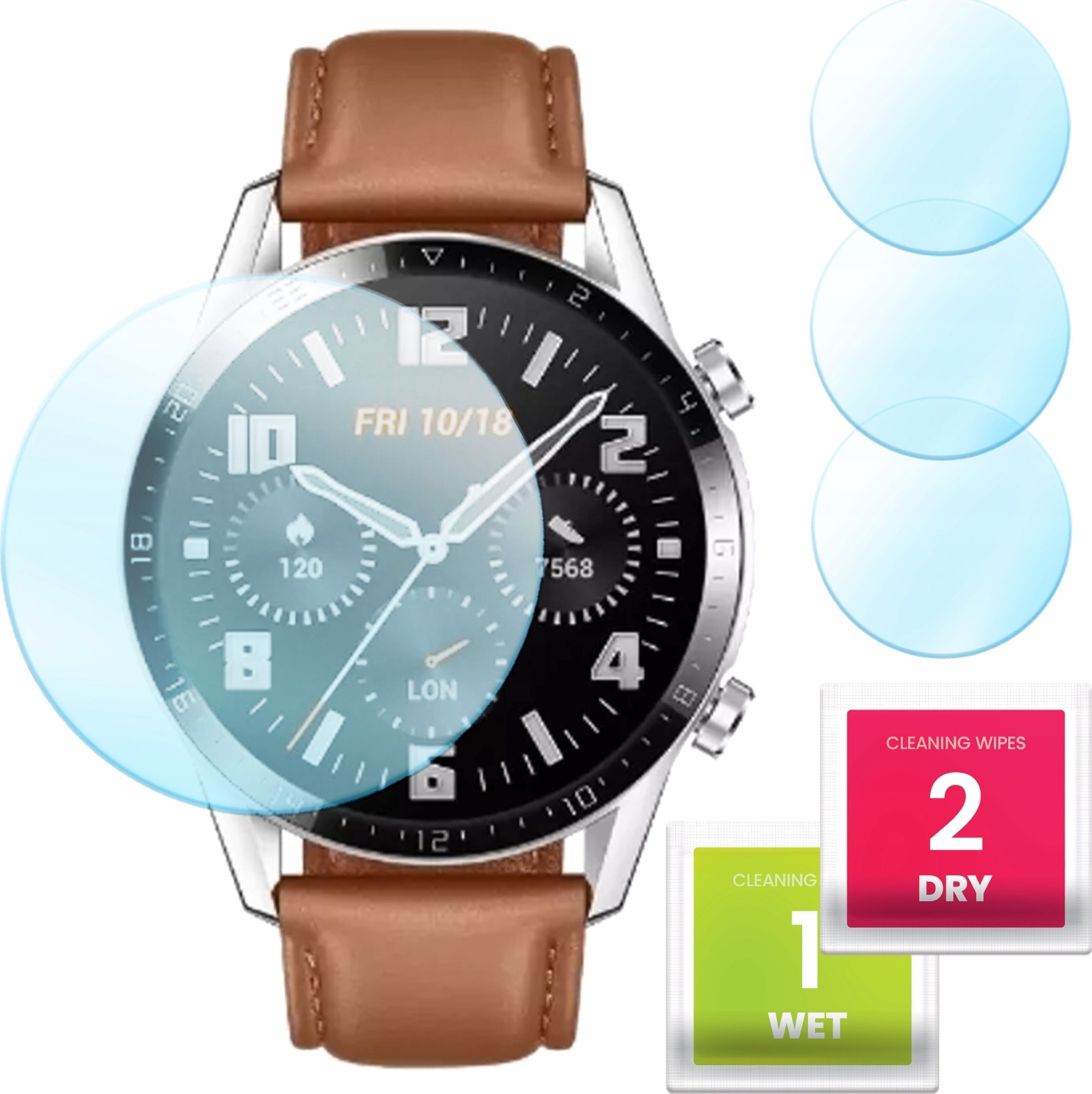 Hello Case 3-PAK Szkło Hybrydowe do Huawei Watch GT 2 46 mm Ochronne, Szkiełko