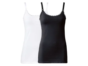 esmara® Topy do karmienia z biobawełną, 2 sztuki (czarny/biały, XL (48/50)) - Bluzki ciążowe - miniaturka - grafika 1