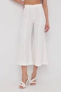 Spodnie damskie - Twinset Twinset spodnie damskie kolor biały dzwony high waist - grafika 1