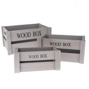 Pudełka i szkatułki - Zestaw drewnianych skrzynek Woody Box, 3 szt., szary - miniaturka - grafika 1