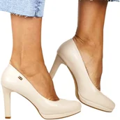 Czółenka - CZÓŁENKA NA PODSUWCE NA SŁUPKU SERGIO LEONE 1438 CIELISTE - miniaturka - grafika 1