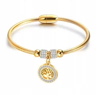 Bransoletki - Złota Bransoletka Drzewo Życia Cyrkonie Tree of Life Magnetyczne Zapięcie - miniaturka - grafika 1