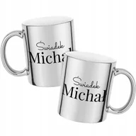 Kubki - Kubek Z Nadrukiem ŚWIADEK TWOJE IMIĘ Srebrny Metaliczny Kreator - miniaturka - grafika 1