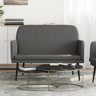 Lumarko Ławka, szara, 107x80x81 cm, obita sztuczną skórą - Ławki do przedpokoju - miniaturka - grafika 1