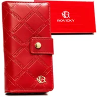 Portfele - Damski portfel eko Rovicky na magnes elegancka pionowa portmonetka z monogramem, czerwony - miniaturka - grafika 1