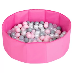 Selonis, suchy basen składany z piłeczkami 6cm różowy: perła-szary-transparent-pudrowy róż 80x23/100piłek - Suche baseny - miniaturka - grafika 1