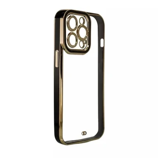 Fashion Case etui do iPhone 12 Pro żelowy pokrowiec ze złotą ramką czarny - Etui i futerały do telefonów - miniaturka - grafika 1
