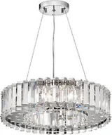 Lampy sufitowe - LAMPA WISZĄCA Crystal Skye okrągła, kryształowa, chromowane detale, styl glamour, 8 źródeł światła - miniaturka - grafika 1