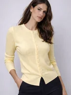 Swetry damskie - Kardigan z domieszką wiskozy M żółty - miniaturka - grafika 1