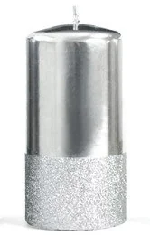 Lumarko Świeca Walec Średni 7xh14cm Srebrna! - Aromaterapia - miniaturka - grafika 1