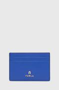 Portfele - Furla etui na karty skórzane kolor niebieski - miniaturka - grafika 1