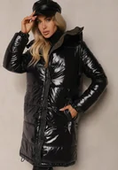 Kurtki damskie - Czarno-Zielona Dwustronna Kurtka Zimowa z Pikowanymi Przeszyciami i Kapturem Valrinna - miniaturka - grafika 1