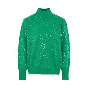 Nascita Damski cienki top z dzianiny ze stójką i cekinami poliester zielony, rozmiar XL/XXL, zielony, XL - Koszulki i topy damskie - miniaturka - grafika 1