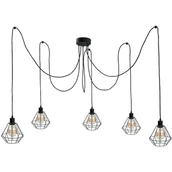 Lampy sufitowe - KET Industrialna LAMPA wisząca loftowa OPRAWA metalowy PAJĄK zwis czarny KET457 - miniaturka - grafika 1