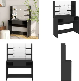 vidaXL Toaletka z oświetleniem LED 100x40x135 cm MDF czarna - Toaletka - Toaletki - Komody - Toaletki - Toaletki - miniaturka - grafika 1