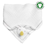 Śliniaki i fartuszki - Hi Little One - Bandana, Śliniak Z Zawieszką Na Smoczek Z Organicznej Bio Bawełny Gots Bandana Bibs 3In1 White - miniaturka - grafika 1