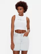Koszulki i topy damskie - Calvin Klein Jeans Top J20J221521 Biały Slim Fit - miniaturka - grafika 1