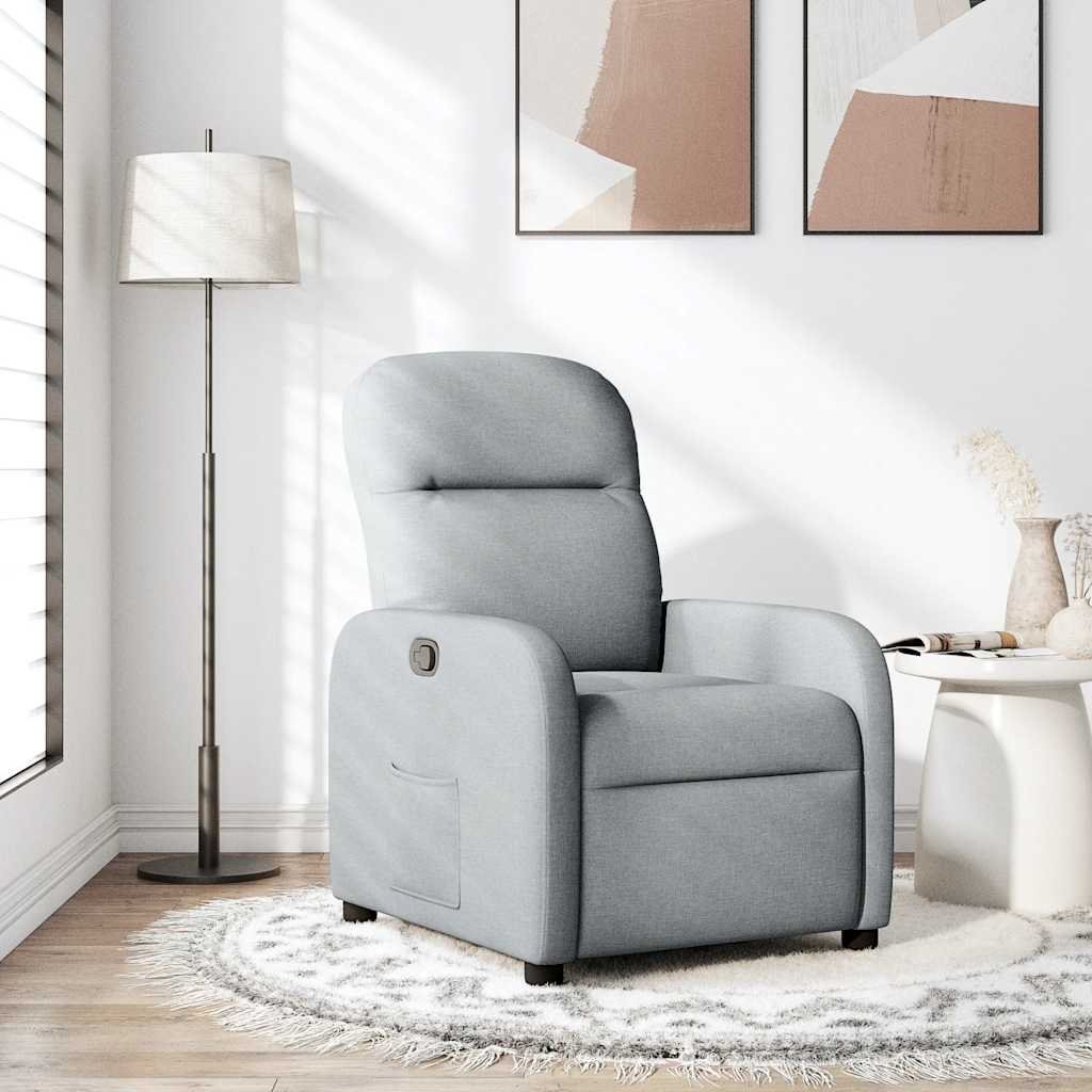 vidaXL vidaXL Fotel rozkładany, jasnoszary, tapicerowany tkaniną