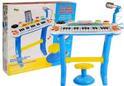 Instrumenty muzyczne dla dzieci - Keyboard z Mikrofonem i Krzesełkiem USB Niebieski - miniaturka - grafika 1