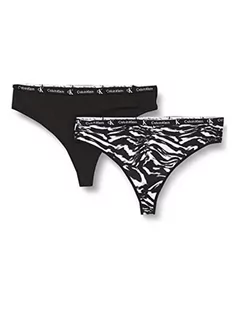 Calvin Klein Stringi damskie, Czarny / Tygrys Nadruk, S - Majtki damskie - miniaturka - grafika 1