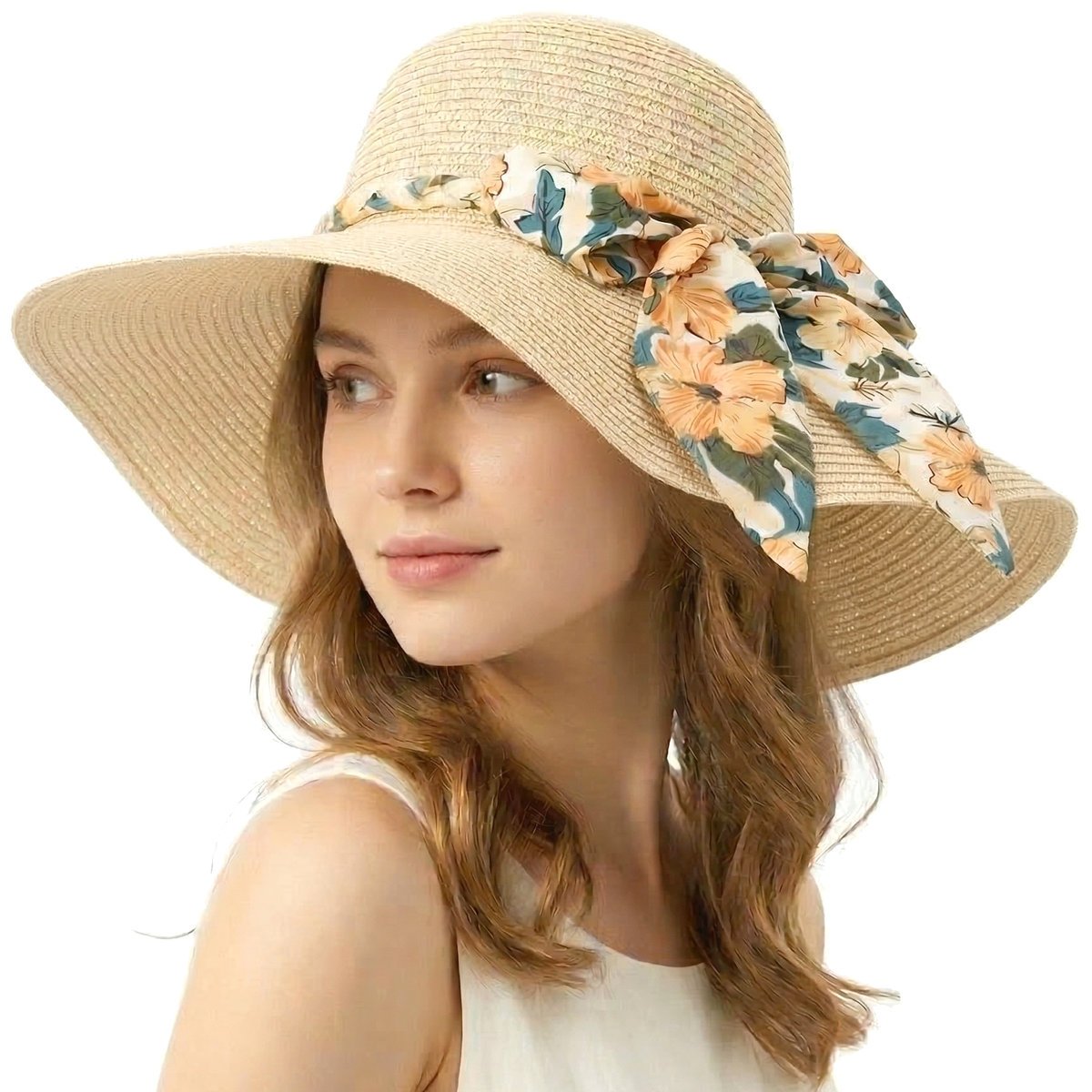 KAPELUSZ DAMSKI PRZECIWSŁONECZNY PLAŻOWY LETNI SŁOMKOWY BEŻOWY