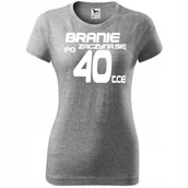 Koszulki i topy damskie - Damska Koszulka z Nadrukiem Branie zaczyna się po 40-tce Prezent Urodziny ciemnoszary melanż M - miniaturka - grafika 1