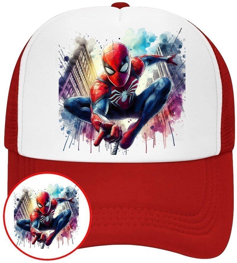 Czapka z Daszkiem SpiderMan Czerwona z Nadrukiem Lato Siatka Bejsbolówka