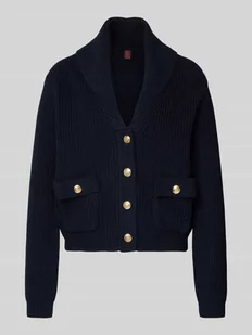 Kurtka z dzianiny z szalowym kołnierzem i kieszeniami z patką - Swetry damskie - miniaturka - grafika 1