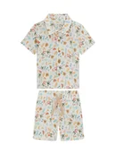 Spodenki damskie - Guess Komplet koszula i szorty materiałowe I6GG09 WO730 Kremowy Regular Fit - miniaturka - grafika 1