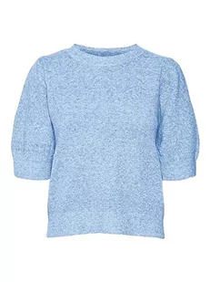 VERO MODA Damski sweter VMDOFFY 2/4 O-Neck GA NOOS, mały niebieski/szczegóły: melanż, L, Little Boy Blue/Szczegóły: melanż, L - Swetry damskie - miniaturka - grafika 1