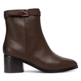 Botki Tommy Hilfiger Th Buckle Riding Mid Heel Bootie FW0FW08859 Brązowy - Botki damskie - miniaturka - grafika 1
