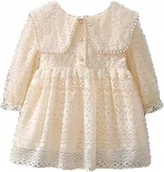 Sukienki - ŚLICZNA KORONKOWA SUKIENKA SUKNIA DZIECIĘCA UROCZE FALBANY DZIEWCZĘCA 86/92 - miniaturka - grafika 1