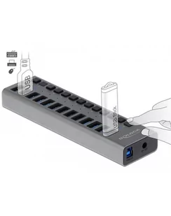 Delock External SS USB Hub 13Ports + Switch - 63738 - Części i akcesoria do laptopów - miniaturka - grafika 1