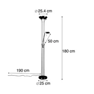 Lampy stojące - QAZQA Lampa LED oświetlająca sufit Diva z lampką, stal - miniaturka - grafika 1