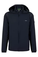 Kurtki męskie - BOSS J Axis męska kurtka wodoodporna z kapturem i detalami z logo, granatowy, XXL - miniaturka - grafika 1