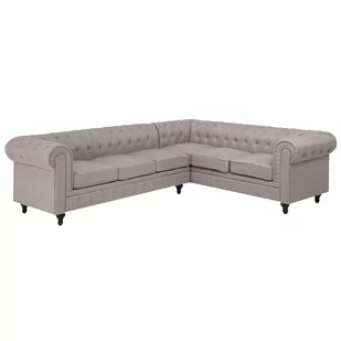 Beliani Sofa narożna tapicerowana beżowa lewostronna CHESTERFIELD - Narożniki - miniaturka - grafika 1