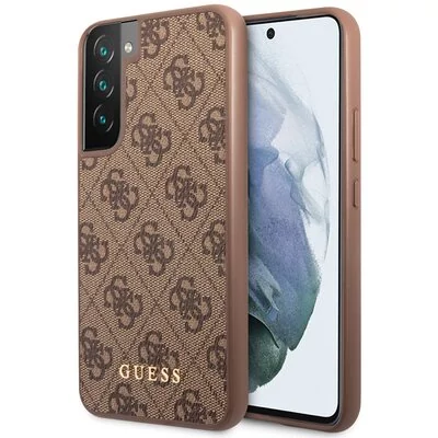 Guess GUHCS23SG4GFBR S23 S911 brązowy/brown hard case 4G Metal Gold Logo