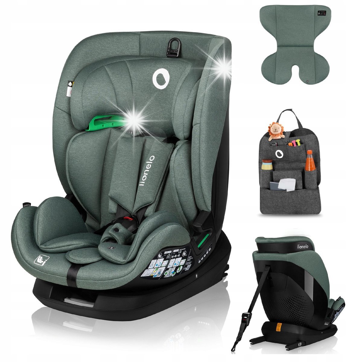 Fotelik samochodowy ATEST 9-36kg 76-150cm isofix Lionelo Lavender i-size