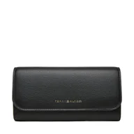 Portfele - Duży Portfel Damski Tommy Hilfiger Th Flag Lrg Flap AW0AW17734 Czarny - miniaturka - grafika 1