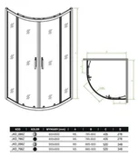 Kabiny prysznicowe - Laveo Desna Kabina prysznicowa półokrągła 90x90x201 cm drzwi rozsuwane profile czarne szkło transparentne + brodzik półokrągły 90x90 cm biały JKDD796Z - miniaturka - grafika 1