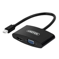 Adaptery i przejściówki - Unitek Adapter miniDisplayPort do VGA/HDMI czarny Y-6328BK KKUNKPBV0520 - miniaturka - grafika 1