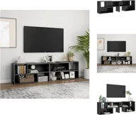Szafki RTV - vidaXL Szafka pod TV szary wysoki połysk 149x30x52 cm materiał drewnopochodny - Meble TV - miniaturka - grafika 1